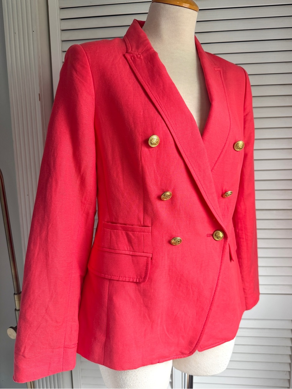 2⛵️ Banana Republic Cotton Linen Double Breasted Orange Blazer Suit Jacket